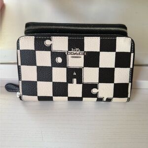 Coach Black and White Checkered Women's Wallet